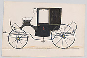 Design for Brougham/D'Orsay, Anonymous, French, 19th century French, Pen and black ink, watercolor and gouache with gum arabic
