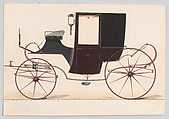 Design for Brougham/D'Orsay, Anonymous, French, 19th century French, Pen and black ink, watercolor and gouache, with gum arabic and metallic ink