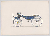 Design for Vis-A-Vis Carriage, Anonymous, French, 19th century  French, Hand colored lithograph