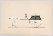 Design for Dos-a-Dos Cart or Game Cart, Anonymous, French, 19th century  French, Hand colored lithograph with gum arabic