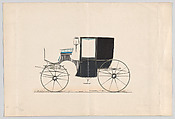 Design for Brougham, Anonymous, French, 19th century French, Hand colored lithograph with gum arabic