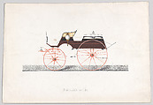 Design for Dos-A-Dos Phaeton Carriage, Anonymous, French, 19th century  French, Hand colored lithograph with gum arabic and metallic ink and printed image