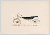 Design for Vis-A-Vis Carriage, Anonymous, French, 19th century  French, hand colored lithograph with gum arabic