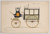 Design for Omnibus or Wagonette, no. 4132, Brewster & Co.  American, Pen and black ink, watercolor and gouache with gum arabic
