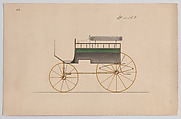 Design for Omnibus or Wagonette, no. 4155, Brewster & Co.  American, Pen and black ink, watercolor and gouache