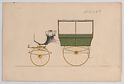 Design for Omnibus or Wagonette, no. 4165, Brewster & Co.  American, Pen and black ink, watercolor and gouache