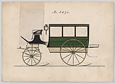 Design for Omnibus or Wagonette, no. 3490, Brewster & Co. (American, New York), pen and black ink, watercolor and gouache with gum arabic