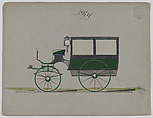 Design for Omnibus or Wagonette, no. 3747, Brewster & Co. American, Graphite, pen and black ink, watercolor and gouache with gum arabic