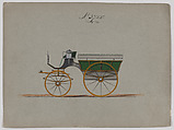 Design for Omnibus or Wagonette, no. 3755, Brewster & Co. American, graphite, pen and black ink, watercolor and gouache with gum arabic