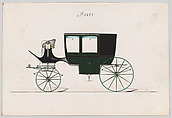 Coach #3278, Brewster & Co.  American, Pen and black ink, watercolor and gouache with gum arabic and metallic ink (brightwork and hubs)