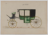 Coach #3981, Brewster & Co.  American, Graphite, pen and black ink, watercolor and gouache with gum arabic and metallic ink