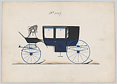 Coach #3037, Brewster & Co.  American, pen and black ink, watercolor and gouache, with gum arabic and metallic ink