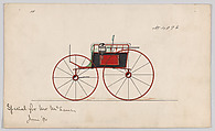 Design for Dos-a-Dos Phaeton, no. 4092, Brewster & Co.  American, Graphite, pen and black ink, watercolor and gouache with gum arabic