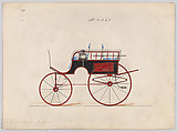 Design for Dos-a-Dos Phaeton, no. 4065, Brewster & Co.  American, Pen and black ink, watercolor and gouache with gum arabic