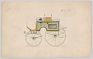 Design for Dog Cart Phaeton, no. 4195, Brewster & Co.  American, Pen and black ink, watercolor and gouache