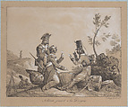 Soldiers Playing a Game of Cards, Horace Vernet French, Lithograph heightened with white; only state