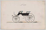 Design for 4 seat Phaeton, no top, no. 3390, Brewster & Co. American, Pen and black ink, watercolor and guache with gum arabic
