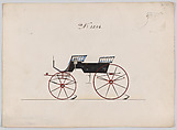 Design for 4 seat Phaeton, no top, no. 3206, Brewster & Co. American, Pen and black ink, watercolor and gouache with gum arabic