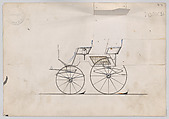 Design for 4 seat Phaeton, no top, no. 3051a, Brewster &amp; Co. (American, New York), Pen and black ink, watercolor and gouache