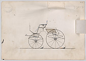 Design for 4 seat Phaeton, no top, no. 3051a, Brewster &amp; Co. (American, New York), Pen and black ink, watercolor and gouache