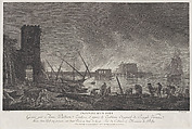 Burning of a Port, Joseph Vernet French, Engraving; second state of two