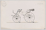 Design for 2 seat Phaeton, no. 3009a, Brewster & Co.  American, Pen and black ink, watercolor and gouache