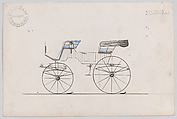 Design for 2 seat Phaeton, no. 3013a, Brewster & Co.  American, Pen and black ink, watercolor and gouache