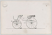 Design for 2 seat Phaeton, no. 3033a, Brewster & Co. American, Graphite, pen and black ink, watercolor and gouache