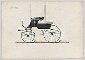Design for 2 seat Phaeton, no. 3036, Brewster & Co. (American, New York), Pen and black ink, watercolor and gouache with gum arabic