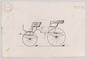 Design for 2 seat Phaeton, no. 3038a, Brewster & Co. American, Graphite, pen and black ink with tan colored pencil