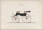 Design for 2 seat Phaeton, no. 3041, Brewster & Co.  American, Pen and black ink, watercolor and gouache