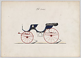 Design for 2 seat Phaeton, no. 3043, Brewster & Co.  American, Pen and black ink, watercolor and gouache with gum arabic