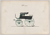 Design for Stanhope Phaeton, no. 3078, Brewster & Co.  American, Pen and black ink, watercolor and gouache