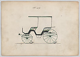 Design for Canopy Top Phaeton, no. 3079, Brewster & Co.  American, Pen and black ink, watercolor and gouache