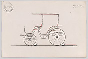 Design for Canopy Top Phaeton, no. 3079a, Brewster & Co. American, Graphite, pen and black ink, watercolor and gouache