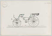 Design for 2 seat Cabriolet Phaeton, no. 3128a, Brewster & Co.  American, Graphite, pen and black ink, watercolor and gouache