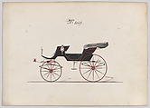 Design for 2 seat Cabriolet Phaeton, no. 3129, Brewster & Co.  American, Pen and black ink, watercolor and gouache with gum arabic