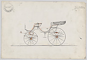 Design for 2 seat Cabriolet Phaeton, no. 3129a, Brewster & Co.  American, Graphite, pen and black ink