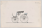 Design for Stanhope Phaeton, no. 3172a, Brewster & Co. American, Graphite, pen and black ink, watercolor and gouache with ink stamp