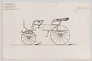 Design for 2 seat Phaeton, no. 3274a, Brewster & Co. American, Pen and black ink, watercolor and gouache