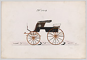 Design for Stanhope Phaeton, no. 3309, Brewster & Co. American, Pen and black ink, watercolor and gouache with gum arabic and metallic ink
