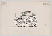 Design for Stanhope Phaeton, no. 3316a, Brewster & Co. American, Pen and black ink, watercolor and gouache