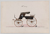 Design for Stanhope Phaeton, no. 3317, Brewster & Co. American, Pen and black ink, watercolor and gouache with gum arabic