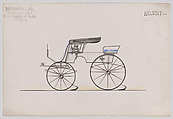Design for Stanhope Phaeton, no. 3317a, Brewster & Co. American, Pen and black ink, watercolor and gouache