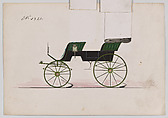 Design for 2 seat Phaeton, no. 3321, Brewster &amp; Co. (American, New York), Pen and black ink, watercolor and gouache