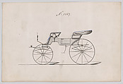 Design for 2 seat Phaeton, no. 3387, Brewster & Co. American, graphite, pen and black ink, watercolor and gouache