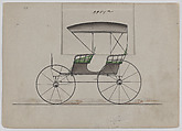 Design for Park Phaeton, no. 3951a, Brewster & Co. (American, New York), Pen and black ink, watercolor and gouache