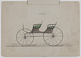 Design for Park Phaeton, no. 3951a, Brewster &amp; Co. (American, New York), Pen and black ink, watercolor and gouache