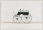 Design for Game Wagon/Dos-à-dos Phaeton, Brewster & Co.  American, Pen and black ink, watercolor and gouache with gum arabic and metallic ink