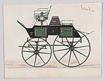 Four Wheel Dog Cart Phaeton/Game Wagon (unnumbered), Brewster & Co.  American, Pen and black ink, watercolor and gouache with gum arabic